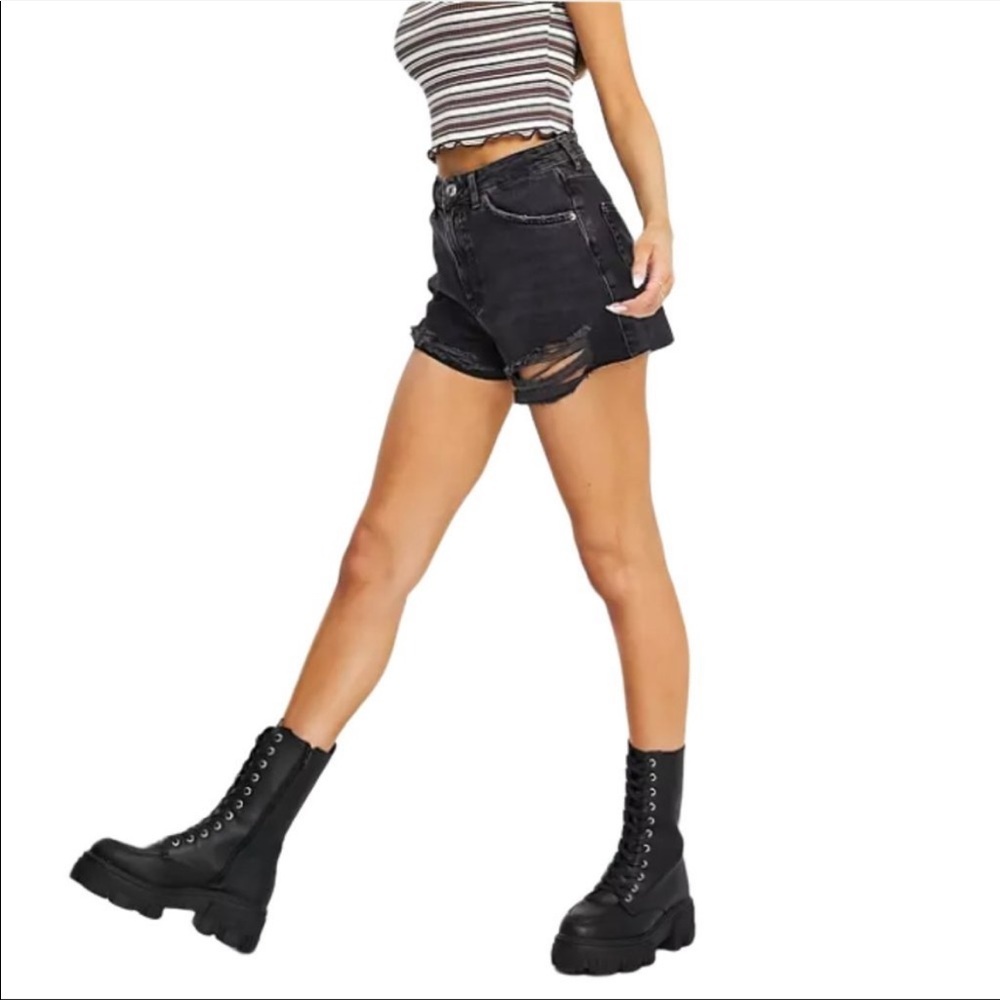 Topshop Mom Jean Shorts Women's Size 8 High Rise Cut-Off‎ Distressed Faded